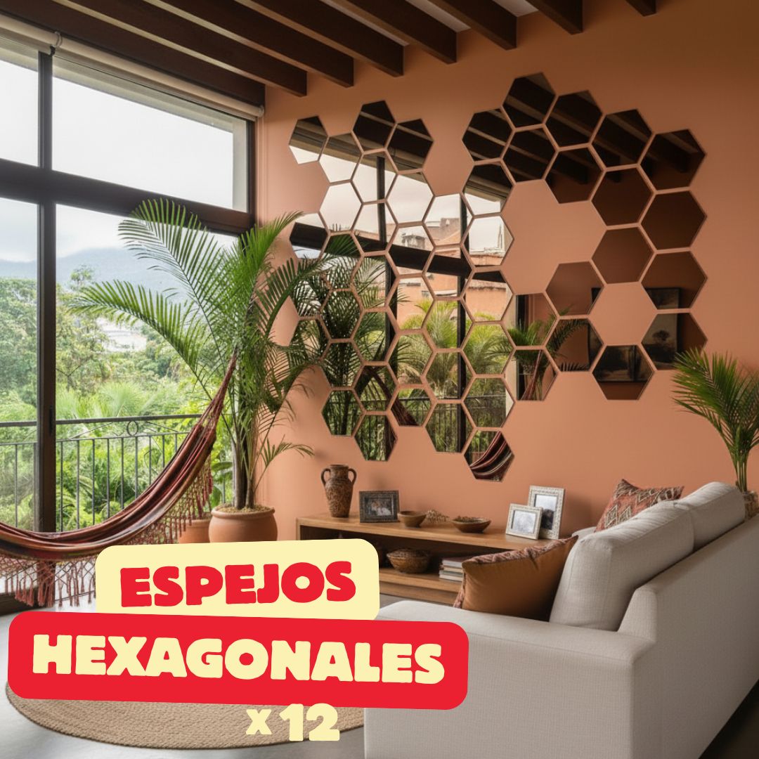 Espejos Adhesivos Hexagonales 23x23cm