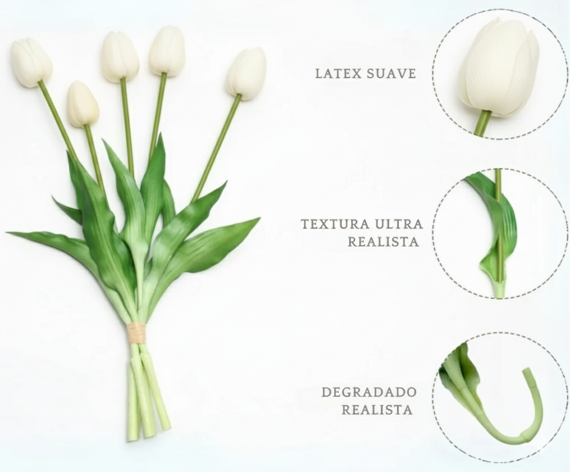 Tulipanes Ultra Realistas Blancos